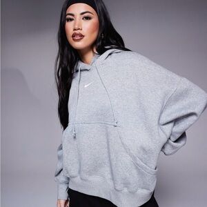 Nike Women’s Light Gray Oversized Hoodie- Phoenix
